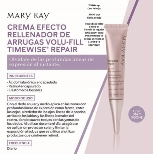 Crema efecto rellenador de arrugas (de Mary Kay) los valores en la foto, para obtener la rebaja escribir al 53709920