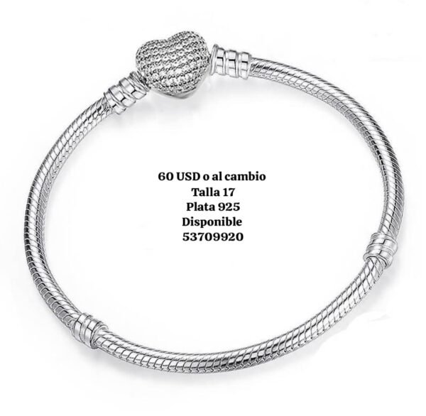 Pulsera flexible 🤍 de corazón 60 USD o al cambio. Talla 17