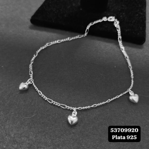 Tobillera de tres corazón 16 USD Plata 925