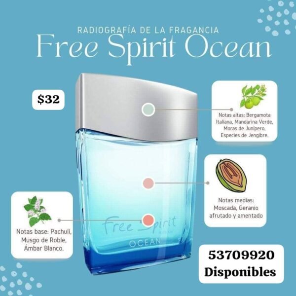 Perfume Free Spirit Ocean de hombre $32 de Mary Kay. Disponible