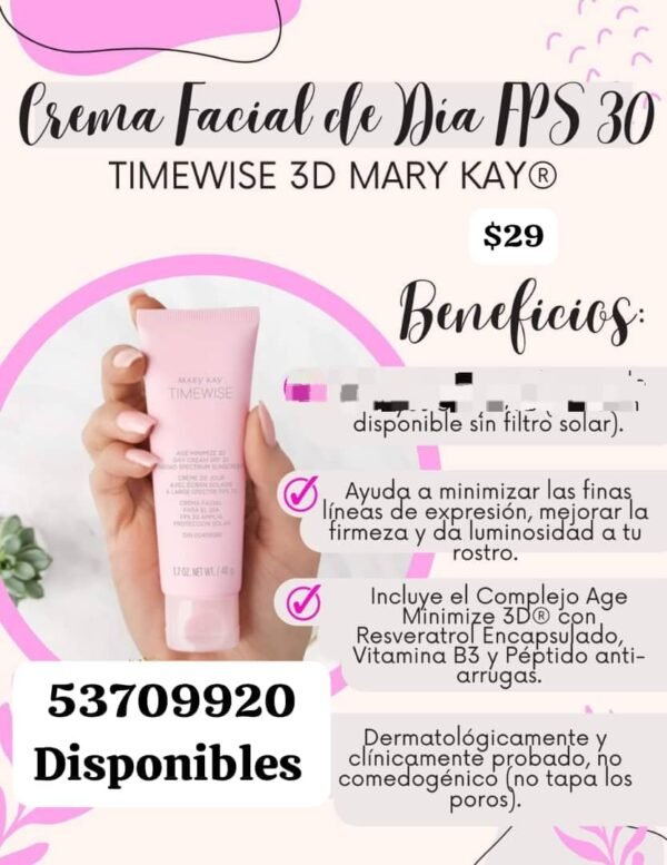 Crema facial de día para piel mixta o grasa, de Mary Kay $29 Disponible