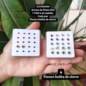 Aretes con cierre de bolita. De Plata 925 En 7 USD o al cambio