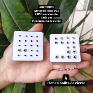 Aretes con cierre de bolita. De Plata 925 En 7 USD o al cambio