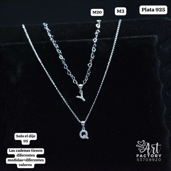003 cadenas con dijes de iniciales. Plata 925. En estas imágenes solo salen los valores de los dijes 9 USD o al cambio - Imagen 5
