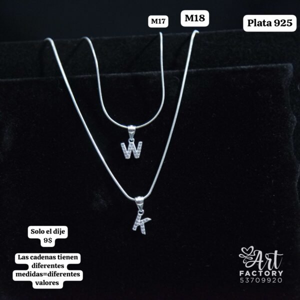 003 cadenas con dijes de iniciales. Plata 925. En estas imágenes solo salen los valores de los dijes 9 USD o al cambio - Imagen 3