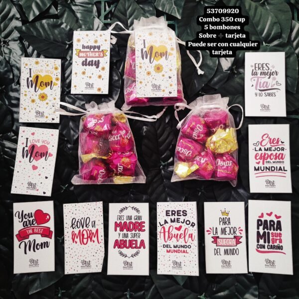Bolsita con bombones 350 cup, puede incluir cualquier tarjeta de las disponibles. - Imagen 2