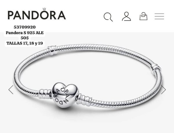 010 Pulsera Pandora S 925 ALE (Tallas 17, 18 y 19) - Imagen 2