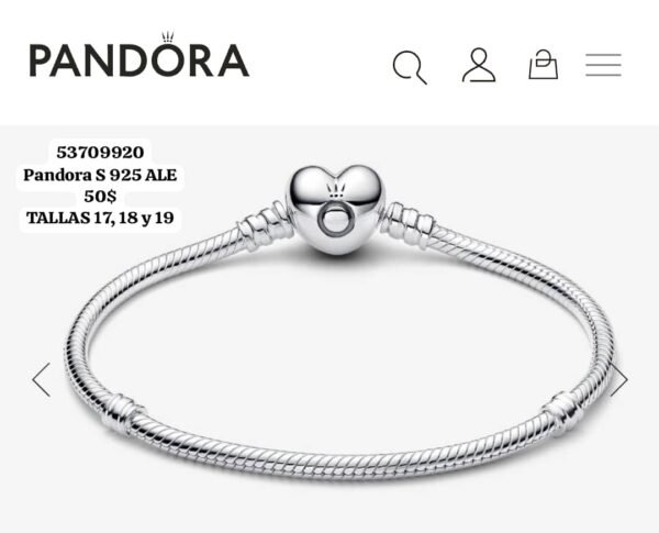 010 Pulsera Pandora S 925 ALE (Tallas 17, 18 y 19)