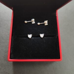 038 Aretes con cierre de bolita de rosca. Plata 925