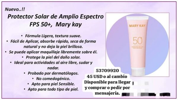 002 Protector Solar con SPF 50 de Mary Kay. Disponible. - Imagen 3