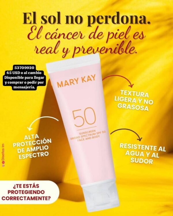 002 Protector Solar con SPF 50 de Mary Kay. Disponible. - Imagen 2