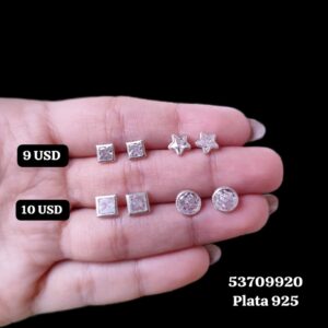 001 Aretes. Plata 925 (En la foto salen los valores.)