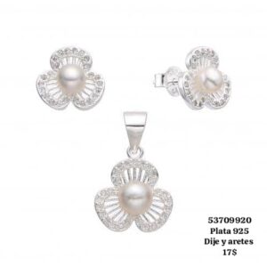 001 Conjunto de dije y aretes. USD o al cambio en cup. Plata 925