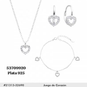 015 Conjunto de Plata 925 (Cadena, dije, argollas y manilla.)