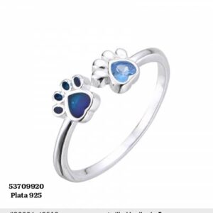 002 Anillo ajustable de huella de mascota de Plata 925