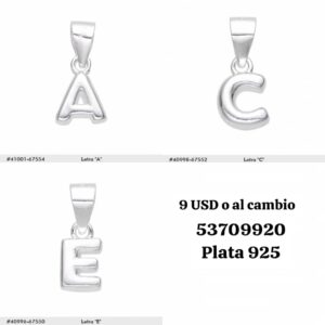 003 Iniciales disponibles son las que salen en la imagen. Plata 925
