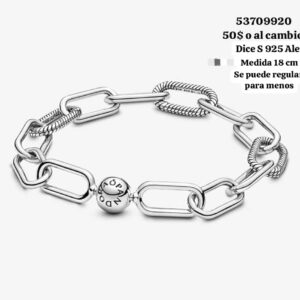 003 Pulsera de eslabones de Pandora con todos sus cifrados. S 925 Ale. Talla 18 y se puede regular para menos.