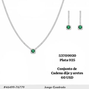 087 Conjunto de Plata 925 con circonias. (Cadena, dije y aretes.)