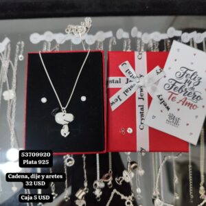 024 Conjunto de cadena, dije y aretes. USD o al cambio en cup. Plata 925